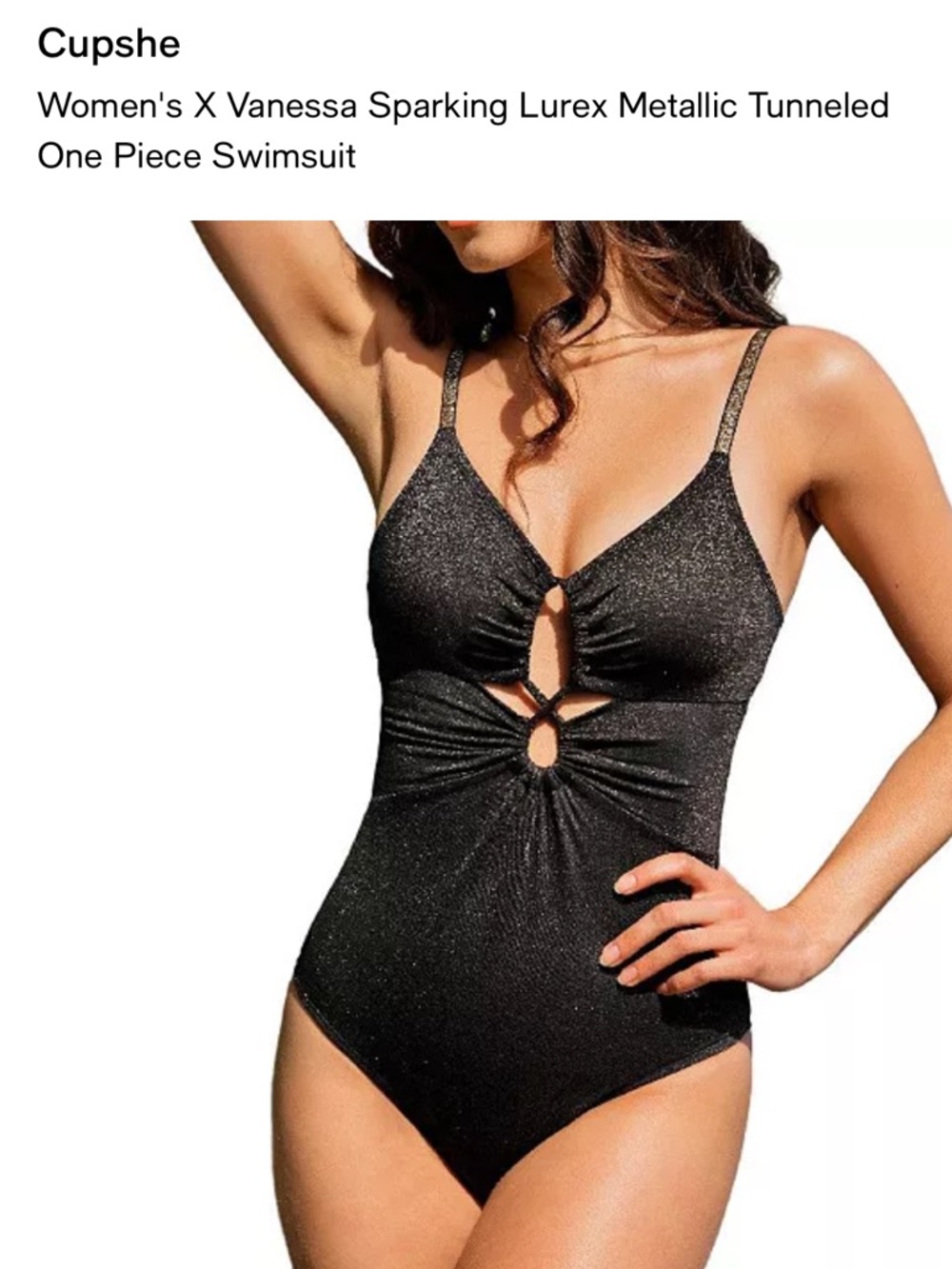 Cupshe Sparkling Metallic Black One-Piece Swimsuit